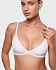 INLYRIC Women's Inbarely Triangle Bralette Plunge Unlined Seamless Bra No Underwire Sexy Comfortable Everyday Snow White - See Through X-Small