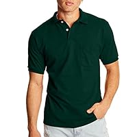 Hanes Men's Short Sleeve Jersey Pocket Polo (Pack of 2) - 3X-Large - Deep Forest