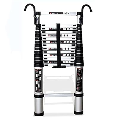 Ladders Telesladder Collapsible Telesladder with Hooks for Rv/Loft/Home/Attic Load 150Kg/Black/3.2M Convenient (Color : Black, Size : 4.4M)