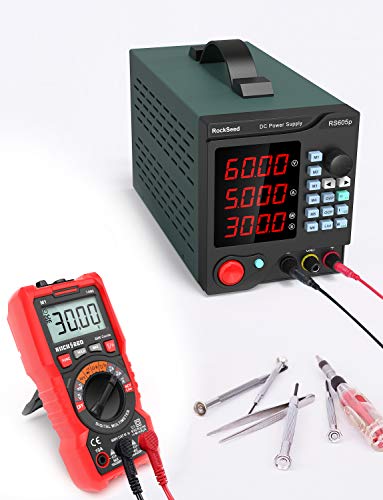 Programmable 60V/5A DC Power Supply Variable, Adjustable Switching Regulated Power Supply with 4-Digit Large Display Alligator Leads, PC Software, USB Interface for Lab Equipment (650p)