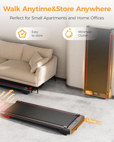 Image of Walking Pad Treadmill, BestGod Incline Under Desk Treadmill 330lbs Capacity, 2.5HP Portable Treadmills for Home, Compact Treadmills Mini Running Machine with Remote Control