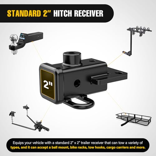 Image of Nilight 2 Inch Rear Trailer Hitch Receiver Class 3 Tow Towing Hitch & Cover Kit for Dodge Ram 1500 2019 2020 2021 2022 2023 2024 2025 with Hitch Cover