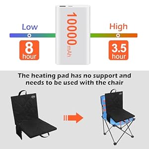 Zupiiy heated stadium seat cushion outdoor portable foldable seats for bleachers 3 levels heatingno power bank usb powered heating seat pads  urban country home decor