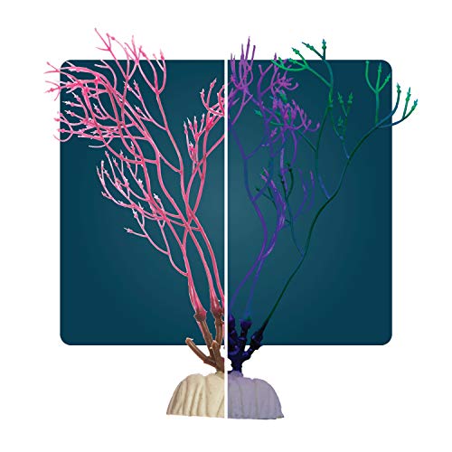 GloFish Red Algae Plant Aquarium Décor, Red Small, Fluorescent Under Blue LED Light