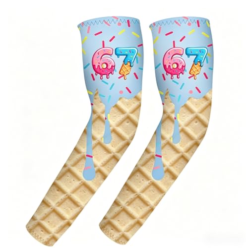 Okbycuyck 67 Ice Cream Drip Baseball Arm Sleeve for Youth Kids Compression Basketball Football Baseball Volleyball Arm Sleeve Youth Boys Girls Boys UV Protection Sport Gifts