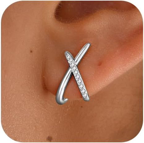 Emibele Silver Stud Earrings for Women, Dainty Silver Earrings with 925 Sterling Post, Simple Minimalist Cubic Zirconia Earring Trendy, Hypoallergenic Earring for Women Jewelry Gifts