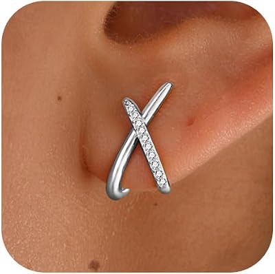 Emibele Silver Stud Earrings for Women, Dainty Silver Earrings with 925 Sterling Post, Simple Minimalist Cubic Zirconia Earring Trendy, Hypoallergenic Earring for Women Jewelry Gifts