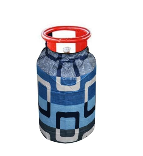 Image of Woah Cotton DustProof and Dustproof LPG Gas Cylinder Cover| Top Design Stain| Dust| DustProof PVC LPG Gas Cylinder Cover, Polyester Gas Tank Cover Fits StandardG (Pack of 2, Blue Flower)