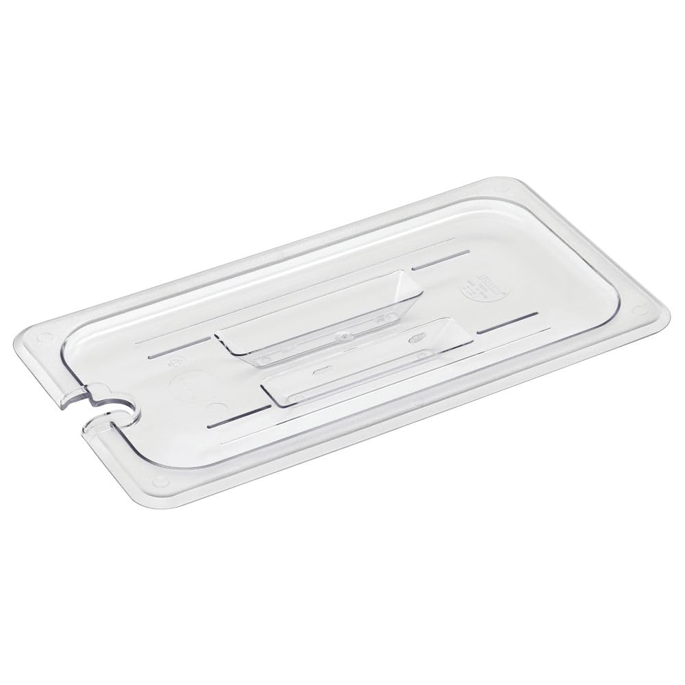 Third-Size Clear Polycarbonate Notched Food Pan Cover w/Handle - 12 4/5" L x 6 15/16" W by HUBERT – Polycarbonate (PC), Clear, Model 107018