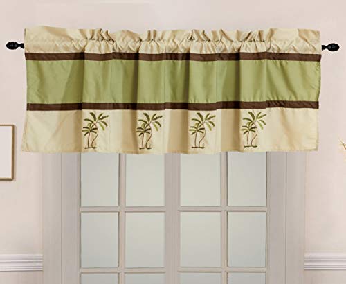 8 Piece Oversize Sage Green / Dark Beige (Background) / Brown Tropical Palm Tree Embroidered Comforter Set King Size Bedding 104"X94" #TOP3