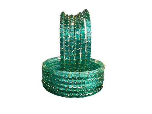 Image of SUNDRAM Raindrop Glass Bangles Set for Women & Girls, Transparent Crystal Kanch Ki Chudi for Wedding & Party, Set of 12