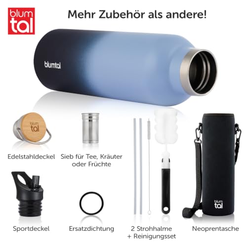 Blumtal Thermosflasche 1L - doppelwandige Trinkflasche Edelstahl 1L - Isolierflasche 1L BPA frei - Edelstahl Trinkflasche 1L/Teeflasche… – Ansicht 2