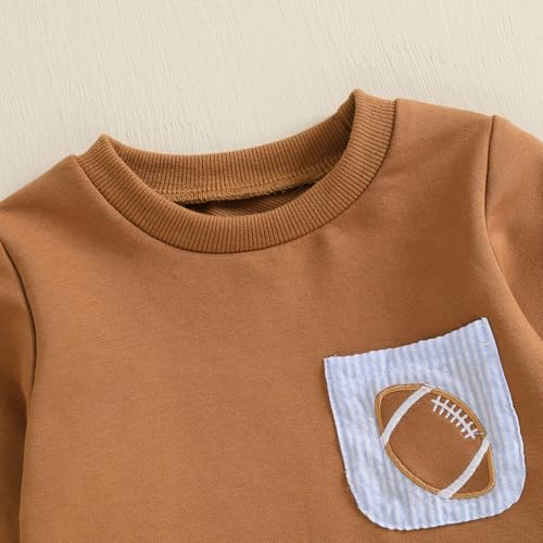 Toddler Baby Boy Clothes Fall Winter Outfit Football Embroidery Long Sleeve Sweatshirt & Plaid Pant Set4
