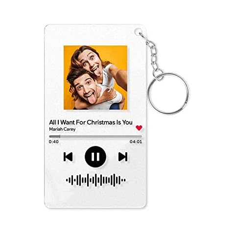 LLmohanzm Personalized Acrylic Photo Keychain,Scannable Code Music Song Plaque Keychains Custom Photo Acrylic Keychain Cover