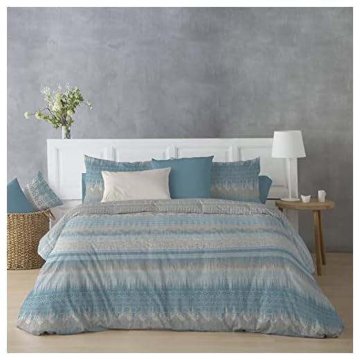 DHestia Home - Funda Nordica Étnica PoliAlgodón Kalma (240x240 cm - Cama 135/150/160, Zafiro)