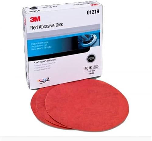 3M Hookit Red Abrasive, 01219, 15,2 cm, P320, 50 Scheiben pro Karton, Ø 6, 50 St