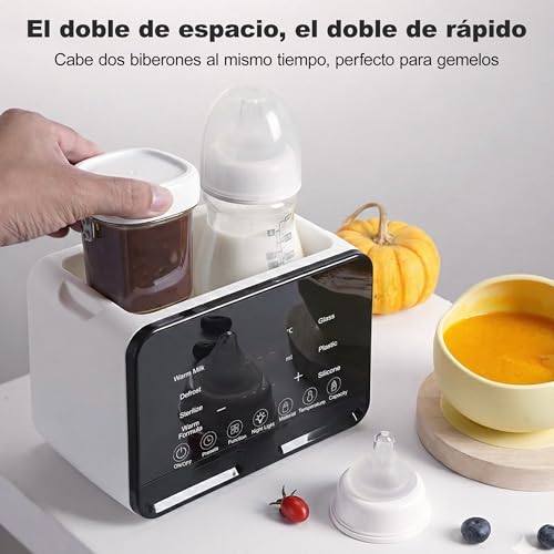 calienta biberones para bebé Carehabi para 2 biberones, Esterilizador Biberones, blanco, sistema 4 en 1 con esterilizador y control de temperatura, calienta y descongela alimentos para bebé - imagen 6