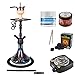Produktbild Shisha-Set mit Shisha Amy Deluxe Middle Globe, Middle Zoom, Middle Cloud Rainbow, Middle Tango, Kohleanzünder, Naturkohle, Kaminkopf, Dampfsteine (Globe Rainbow - Schwarz/Schwarz-Matt)