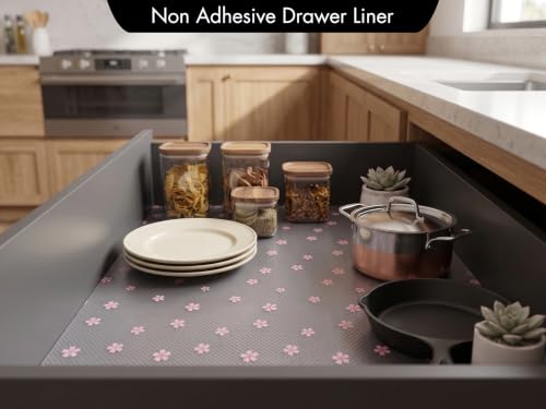 Image of Porslin Shelf Liner for Kitchen Cabinets & Drawers, 45cm x 5m Non-Adhesive Waterproof EVA Mat, Non-Slip Washable & Food-Safe Liner with Modern Pattern for Cupboard, Refrigerator, Dresser Wardrobe SL09