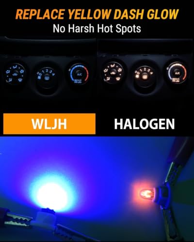 Image of WLJH Blue Dash Indicator Light A /C Climate Control Heater Switch Led Bulbs Kit Compatible For Camry Corolla Tacoma Matrix, Pack of 10 | 3030 SMD, Dimmable, RAV4 2006-2012, Tacoma 2005-2011, Corolla 2009-2013, Twist-Lock Base, Nighttime Readability, 10-Pack