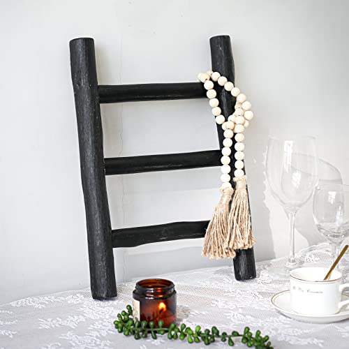 FUIN-Fully-Assembled-Wooden-Tea-Towel-Ladder-Mini-Ladder-Towel-Rack-Display-Hanger-Small-Rustic-Farmhouse-Tea-Towel-Stand-Holder-for-Country-Bathroom-Decor-Black FUIN Fully Assembled Wooden Tea Towel Ladder Mini Ladder Towel Rack Display Hanger Small Rustic Farmhouse Tea Towel Stand Holder for Country Bathroom Decor Black
