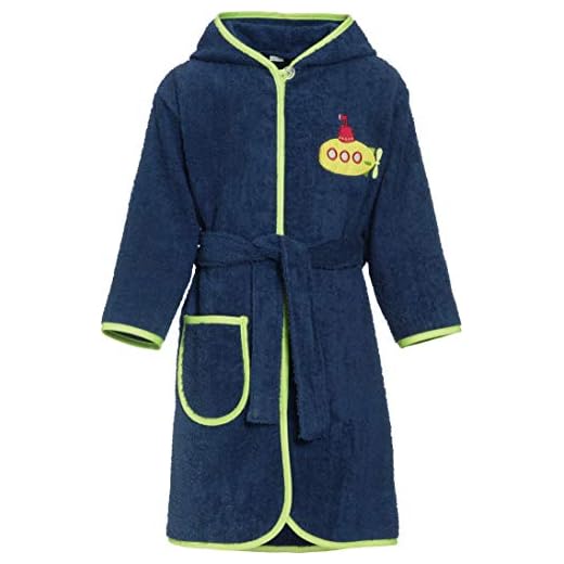 Playshoes Pojkar barn frotte ubåt med huva badrock, marinblå, 86/92 cm