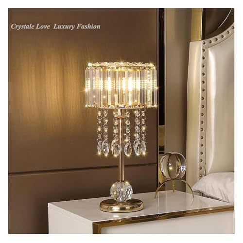 Lampe de table en cristal à commande tactile avec abat-jour chic pour un éclairage ajustable