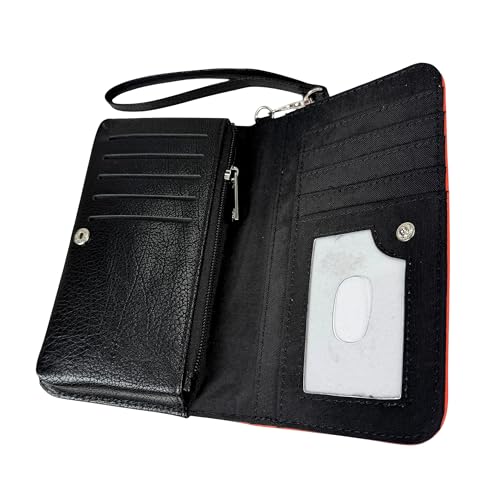 Image of Women's Bifold Wallet Divine Comedy Book Wristlet, Orange 7 Inch