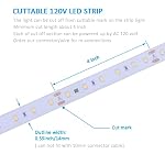 120V Dimmable LED Strip Light, Work with Smart Plug, Waterproof IP65, No Need LED Driver Converter, Cool White 6000K Flexible LED Rope Light, 110 Volt Kitchen Light, 115V Under Cabinet LED Light - Image 5