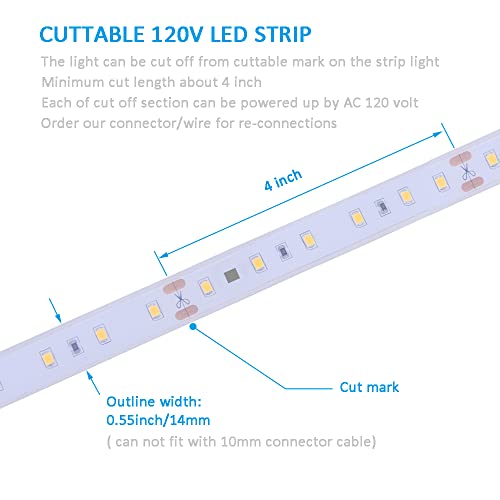 Image of 120V Dimmable LED Strip Light 2000K Amber Yellow Color,Dimming by Wall Dimmer Switch, Very Bright LED String, No Need Driver Converter,100ft Extension, IP65, Flexible LED Tape Light Under Cabinet