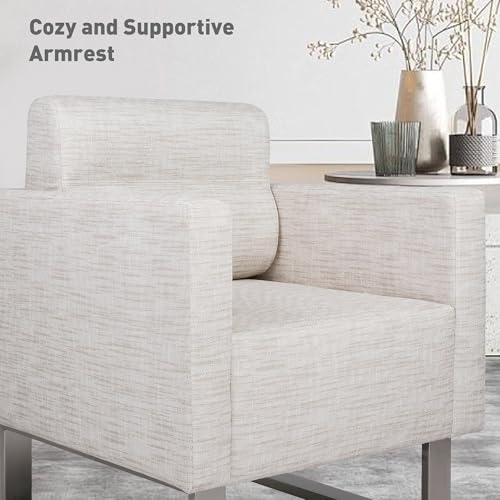 Sillón moderno cuero blanco con estructura acero miniatura 5