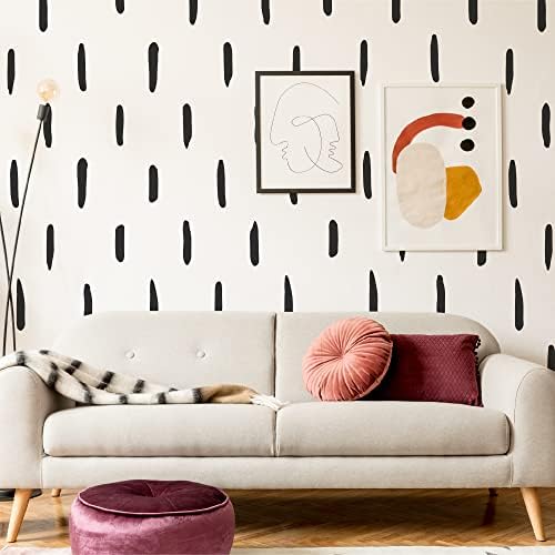 Black Thick Irregular Line Vinyl Abstract Wall Decals, Peel and Stick Modern Boho Stickers, 120 Upright Stripes for Bedroom Living Room Farmhouse Decor