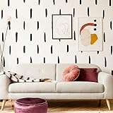 SHYJSHYJ Black Thick Irregular Line Vinyl Abstract Wall Decals, Peel and Stick Modern Boho Stickers, 120 Upright Stripes for Kids Nursery Bedroom Living Room Farmhouse Decor