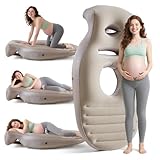 Neoflavie Inflatable Pregnancy Pillow,Full Body Pregnancy Mattress with Hole for Belly Chest/Head,Pregnancy Pillows for Prone Sleeping,Relieves Back Pain-Portable for Massage,Home,Trave (Khaki)