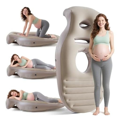 Neoflavie Inflatable Pregnancy Pillow,Full Body Pregnancy Mattress with Hole for Belly Chest/Head,Pregnancy Pillows for Prone Sleeping,Relieves Back Pain-Portable for Massage,Home,Trave (Khaki)