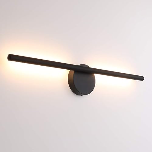 Miniatura 8 de Aipsun Aplique de pared negro giratorio 360 LED negro lámpara de pared para dormitorio, sala de estar, hotel, pasillo, pasillo, blanco cálido, 3000 K