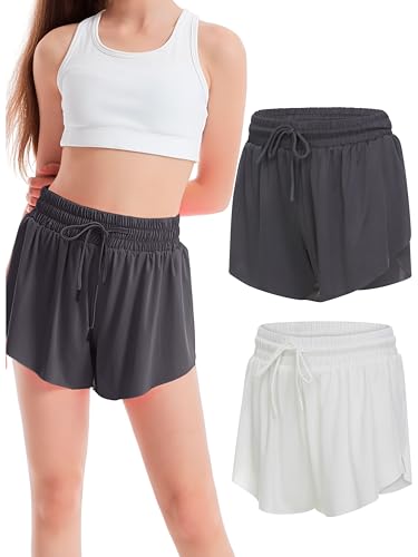 Ultra Performance Girl's Butterfly Short's 2 Pack Girls Athletic Short Basketball Soccer Flowy Active Shorts for Girls