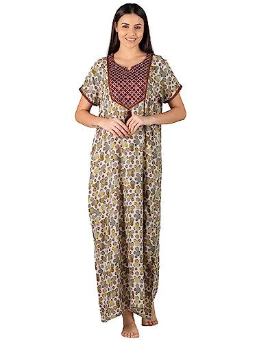 Image of Evolove Women's Viscose Liva Long Maxi Night Gown Nighty Dress with Pocket, Super Soft Comfortable (LNG-Rayon)