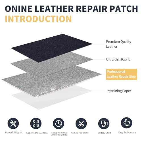 Image of ONine Leather Repair Patch，Leather Repair Tape, 3 x 60 inches Leather Repair Patch for Furniture,Vinyl Repair Kit，Leather Couch Patch，for Sofas, Furniture, Car Seats, Office Chairs(Dark Blue Leather)