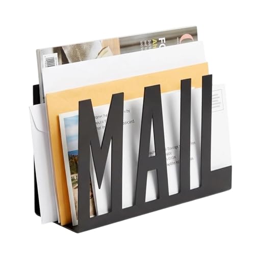 Letter Rack Letter Holder for Home Organisation Mail Organiser with Multiple Compartments Black Letter Holder for Office and Home Use Sturdy Construction for Daily Mail Management