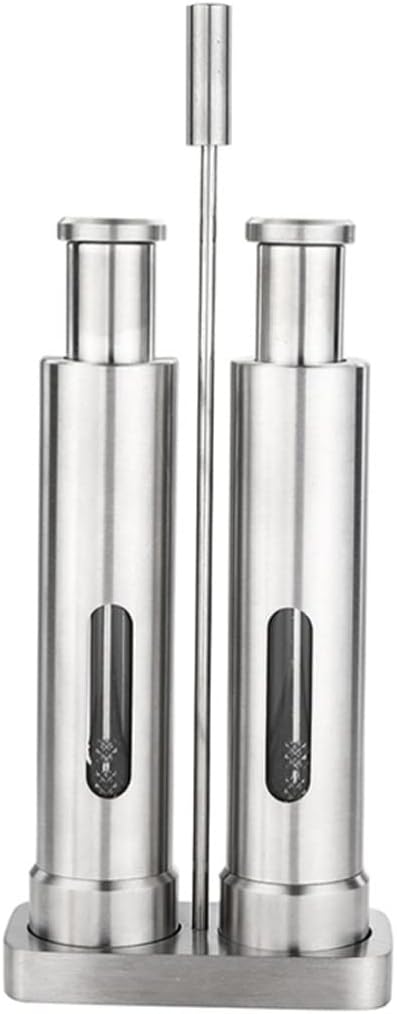 Manual Salt and Pepper Grinder Set Thumb Push Pepper Mill Stainless Steel Spice Sauce Grinders with Metal Holder Kitchen Tool(3-Pack