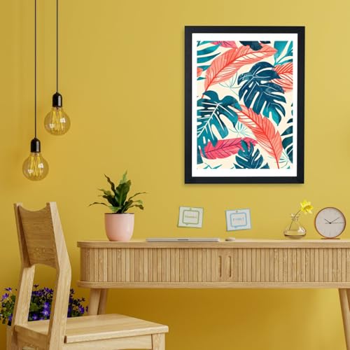 Petite affiche encadrée Monstera Coral Teal Spiffing Prints - 2