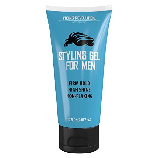 Viking Revolution Hair Gel for Men Strong Hold - Mens Hair Gel Extra Strength - Styling Gel for Hair Clear Hair Gel - Firm Hold Gel Hair High Shine Non-Flaking Curly Hair Gel (10oz)
