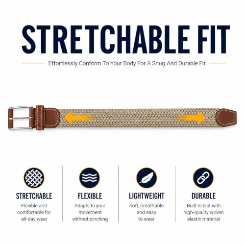 Image of Stretch Belts for Men, Elastic Belt for Golf & Casual Wear