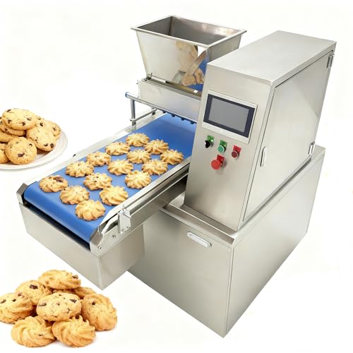 EQCOTWEA Automatic Cookie Making Depositor Machine Commercial Batter Dispenser 2.5KW Electric Cookie Maker with 35L SUS304 Hopper, for Cookies, Macarons, Muffins, Cupcakes, 2 Nozzles (A2&A5) 208-240V