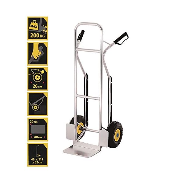 STANLEY Sackkarre Aluminium, Tragkraft 200kg, SXWTC-HT525, Transportkarre, Abmessungen LadeflÃ¤che 40x20,5cm, KnÃ¶chelschutz – Bild 3
