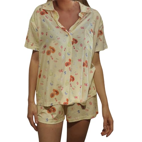 Pyjama Y2K femme manches courtes léger contre la chaleur nocturne