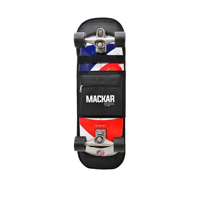 Zaino Porta Skateboard Impermeabile - Zaino da Skate Nero in Poliestere con Borsa Portaoggetti, Capacità 20L, Adatto a Double Rocker, Surfboard e Skate Standard – Unisex per Sport e Tempo Libero