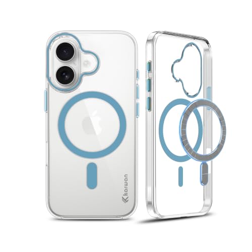 Image of KARWAN Crystal Clear Transparent Back Cover Case with Camera Protection,Compatible with iPhone 16, Anti Yellow Clear Shockproof Scratch Resistant Case with Magnetic MagEaze Wireless Charging