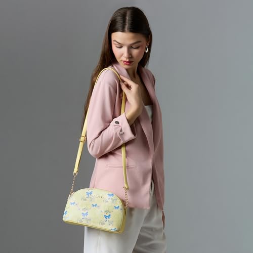 Image of Caprese Scarlet Small Sling Bag for Women with Adjustable Strap | Floral Printed Faux Leather | Multi-Compartment Crossbody Purse | Zipper Closure | Stylish Everyday Bag